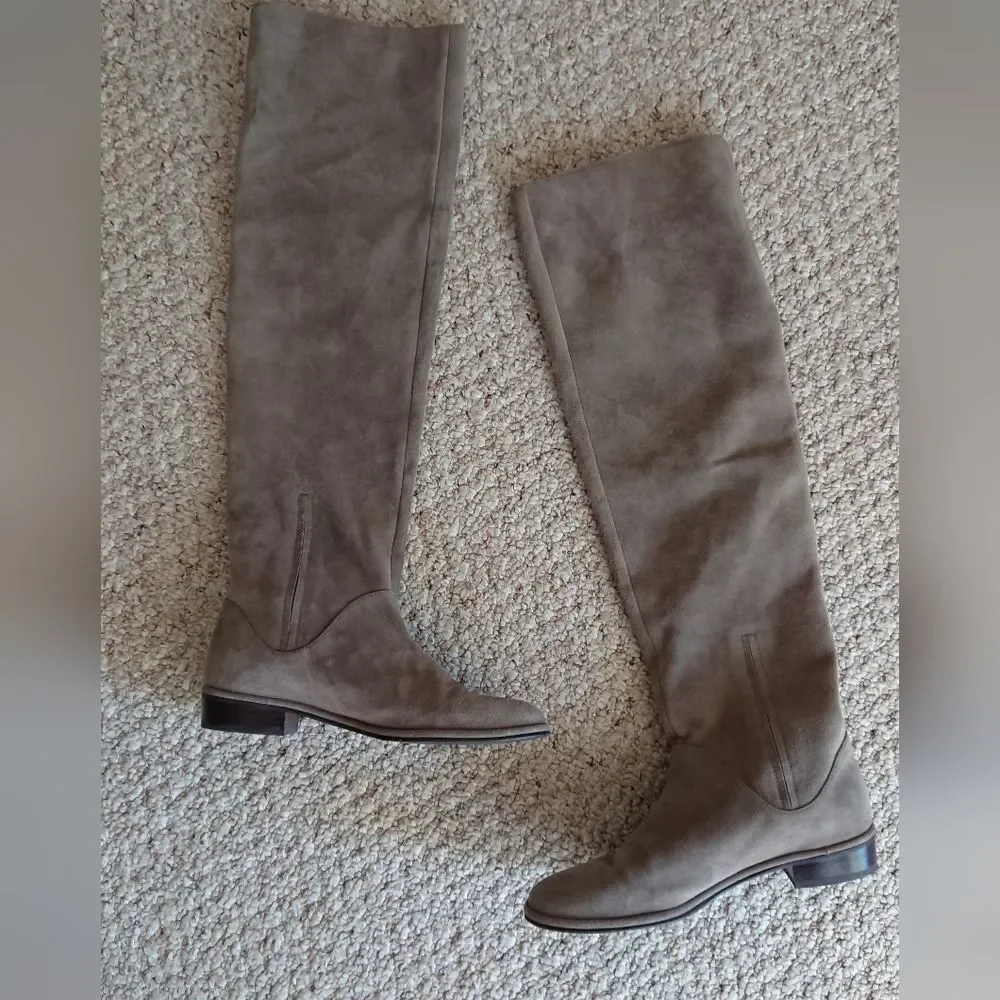 Stuart Weitzman 5050 taupe suede leather overknee riding boots size 7.5